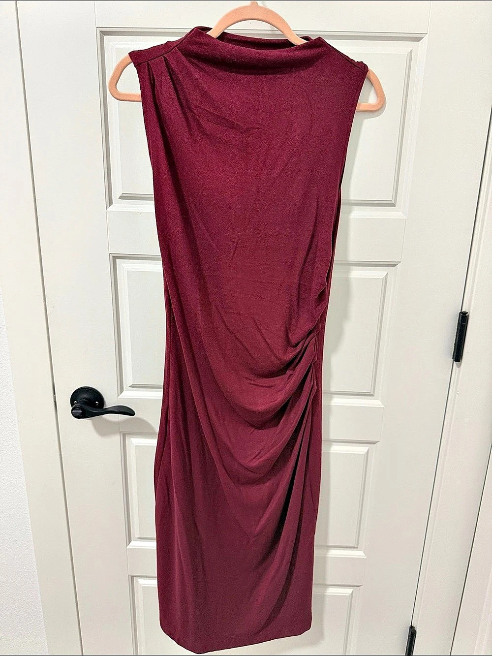 Banana Republic Soft Luxe Bateau-Neck Midi Dress Burgundy Medium